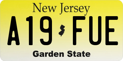 NJ license plate A19FUE