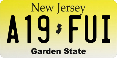 NJ license plate A19FUI
