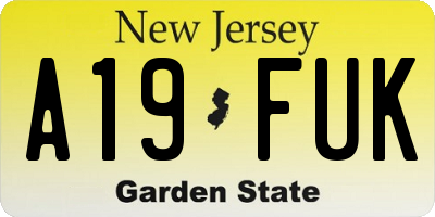 NJ license plate A19FUK