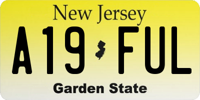 NJ license plate A19FUL