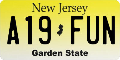 NJ license plate A19FUN