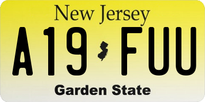 NJ license plate A19FUU