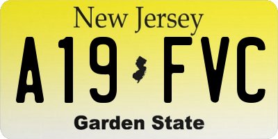 NJ license plate A19FVC