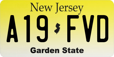NJ license plate A19FVD