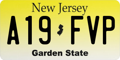NJ license plate A19FVP