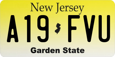NJ license plate A19FVU