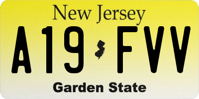 NJ license plate A19FVV