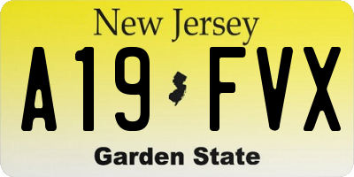 NJ license plate A19FVX