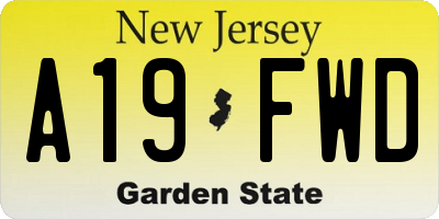 NJ license plate A19FWD