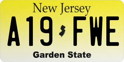NJ license plate A19FWE
