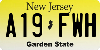 NJ license plate A19FWH