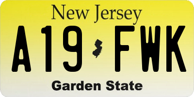 NJ license plate A19FWK