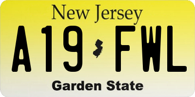 NJ license plate A19FWL