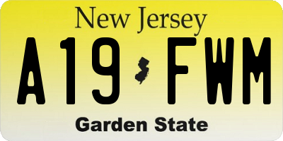NJ license plate A19FWM