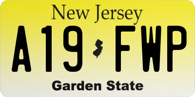 NJ license plate A19FWP