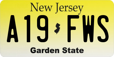 NJ license plate A19FWS