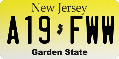 NJ license plate A19FWW