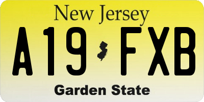 NJ license plate A19FXB