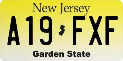 NJ license plate A19FXF