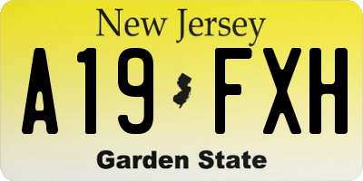 NJ license plate A19FXH