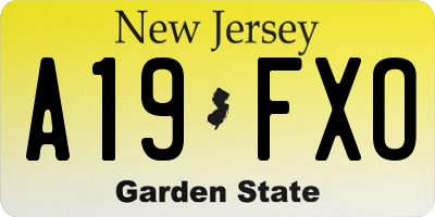 NJ license plate A19FXO