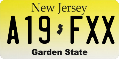 NJ license plate A19FXX