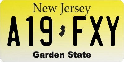 NJ license plate A19FXY