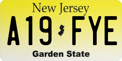 NJ license plate A19FYE