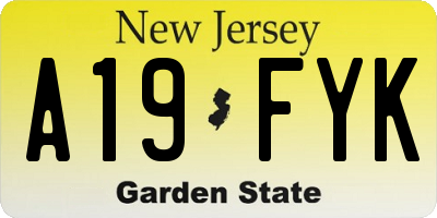 NJ license plate A19FYK