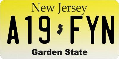 NJ license plate A19FYN