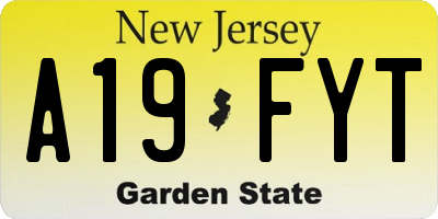 NJ license plate A19FYT