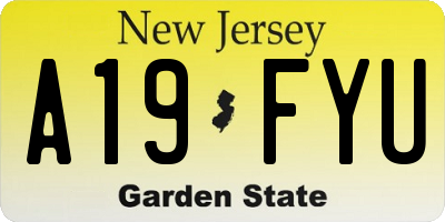 NJ license plate A19FYU