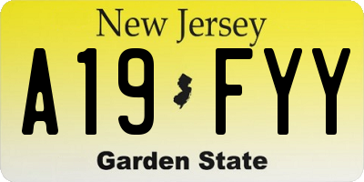 NJ license plate A19FYY