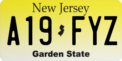 NJ license plate A19FYZ