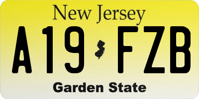 NJ license plate A19FZB
