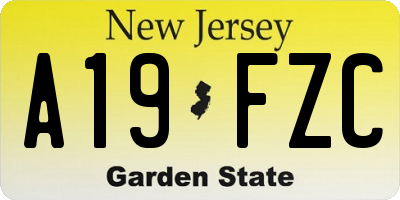 NJ license plate A19FZC