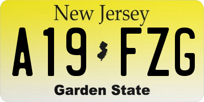 NJ license plate A19FZG