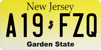 NJ license plate A19FZQ