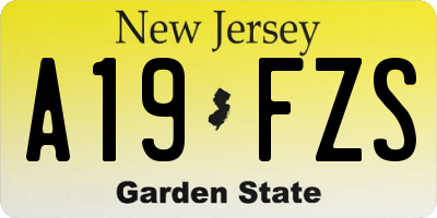 NJ license plate A19FZS