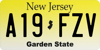 NJ license plate A19FZV
