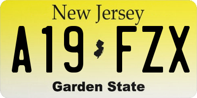 NJ license plate A19FZX