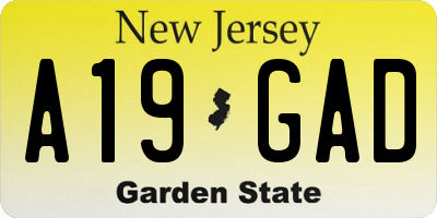 NJ license plate A19GAD