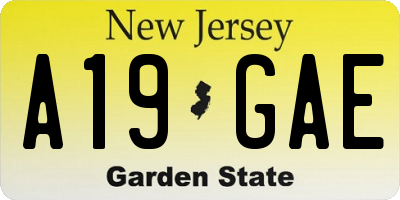 NJ license plate A19GAE