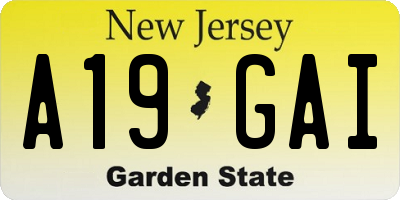 NJ license plate A19GAI