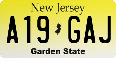NJ license plate A19GAJ