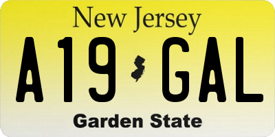 NJ license plate A19GAL