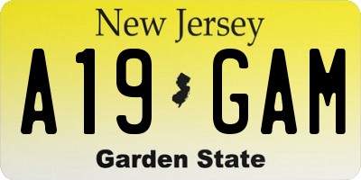 NJ license plate A19GAM