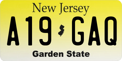 NJ license plate A19GAQ
