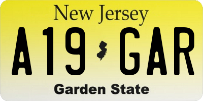 NJ license plate A19GAR