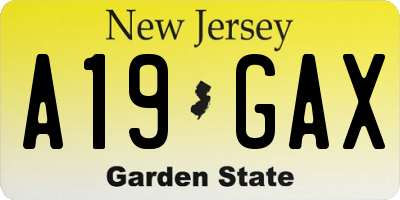 NJ license plate A19GAX